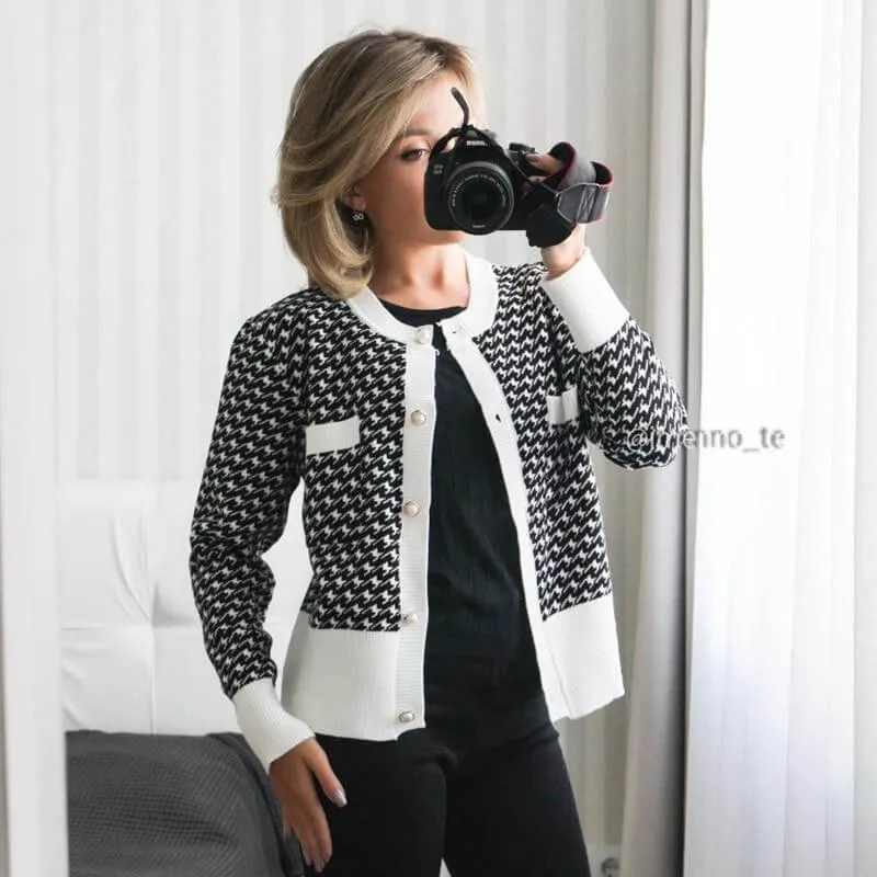 Jacquard Cardigan Sweater For Women