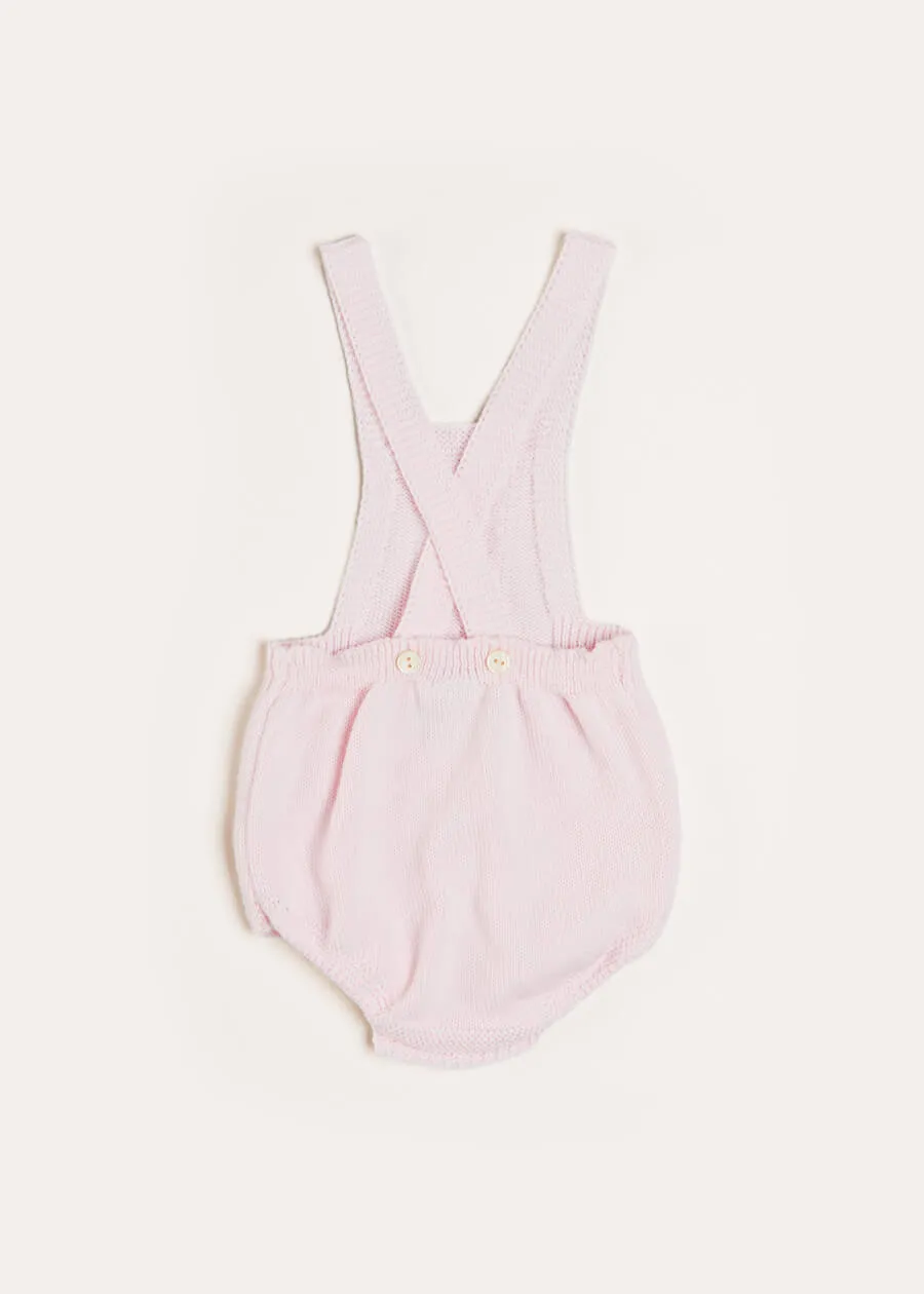 Knitted Openwork Dungarees in Pink (1-6mths)