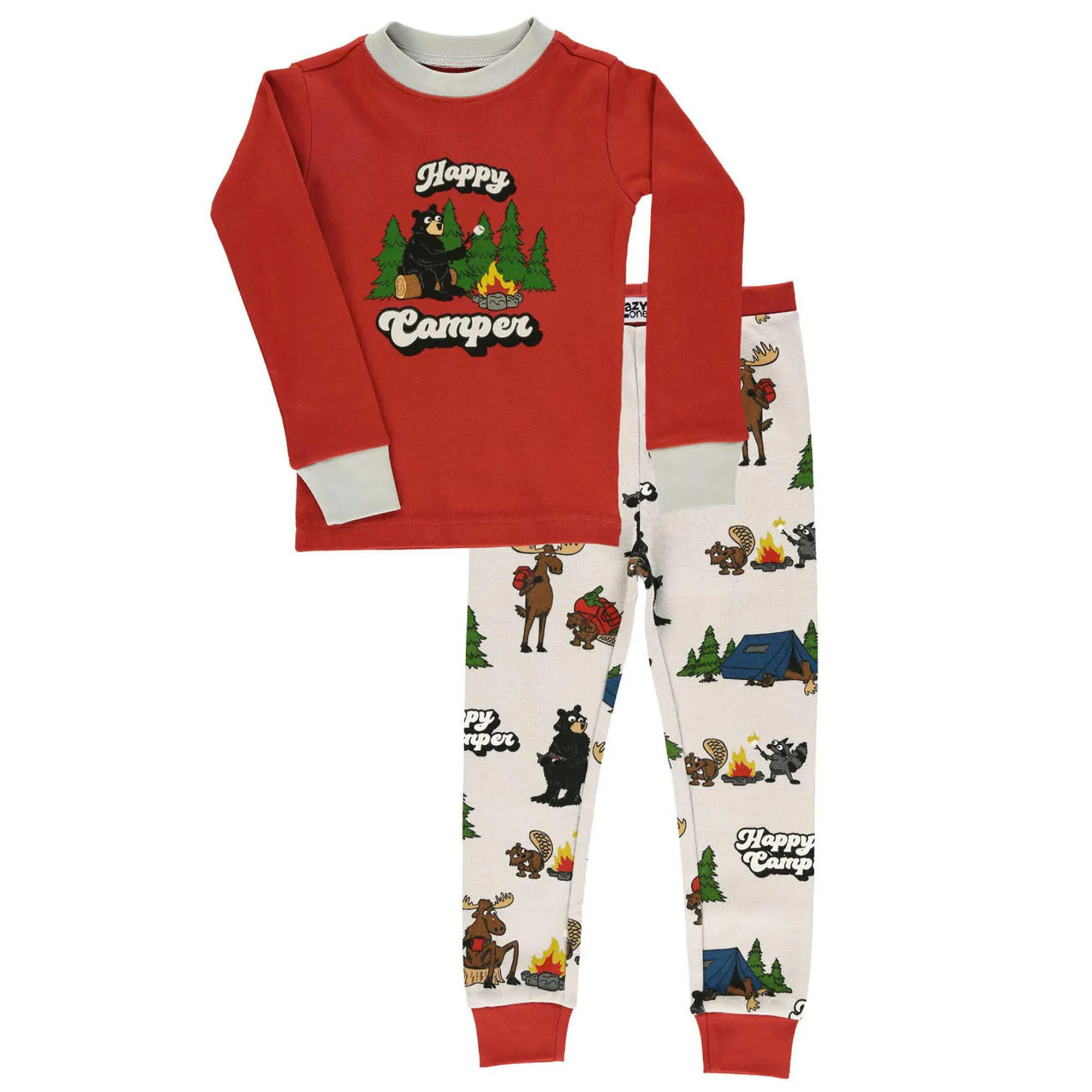 Lazy One Toddler Happy Camper Long-Sleeve Pajama Set, 2-Piece