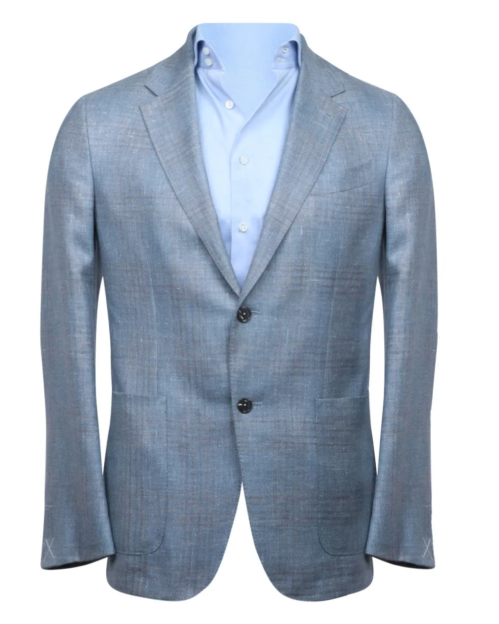 Light Blue and Beige Plaid Sportcoat