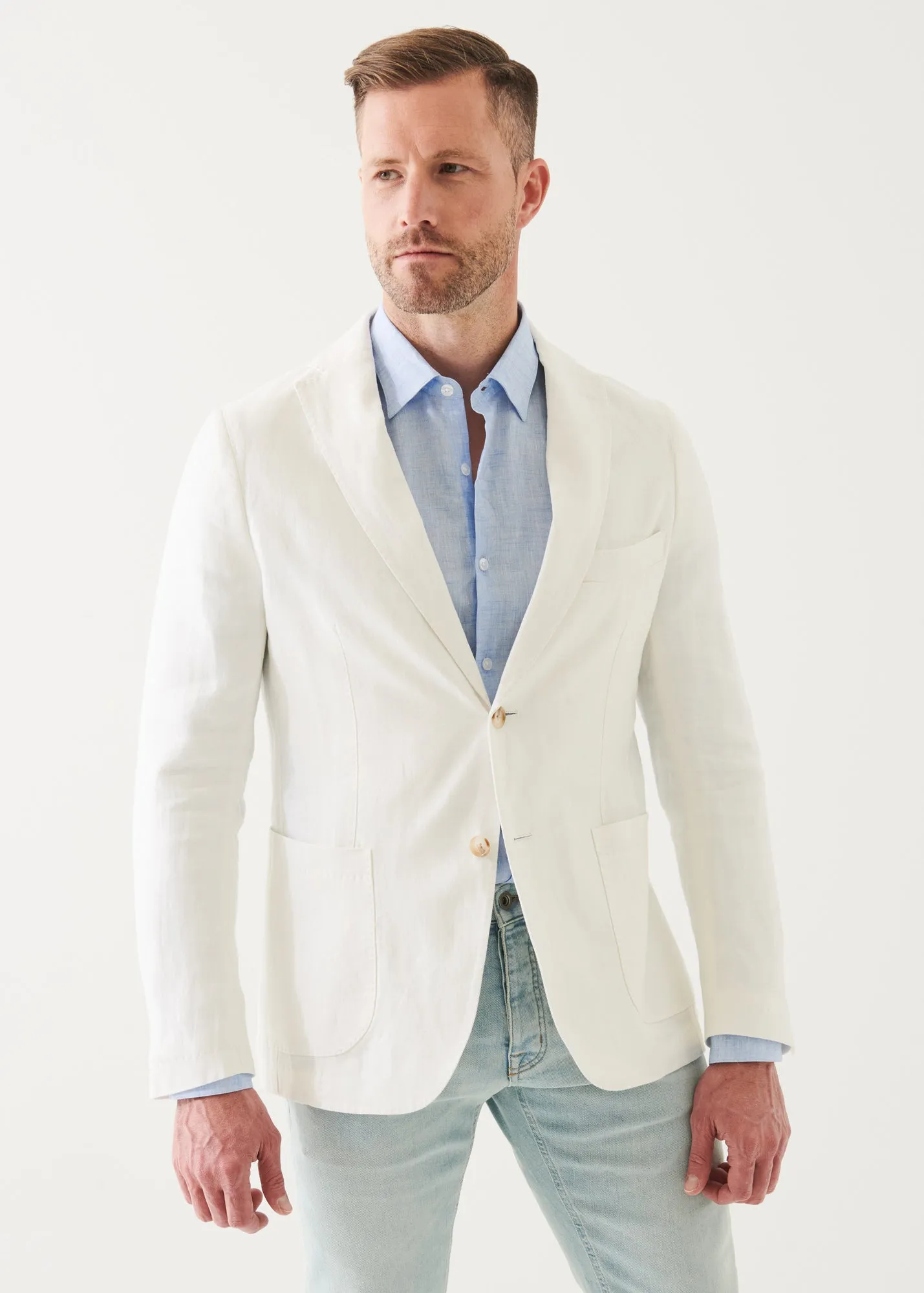 LINEN TWILL TWO-BUTTON BLAZER