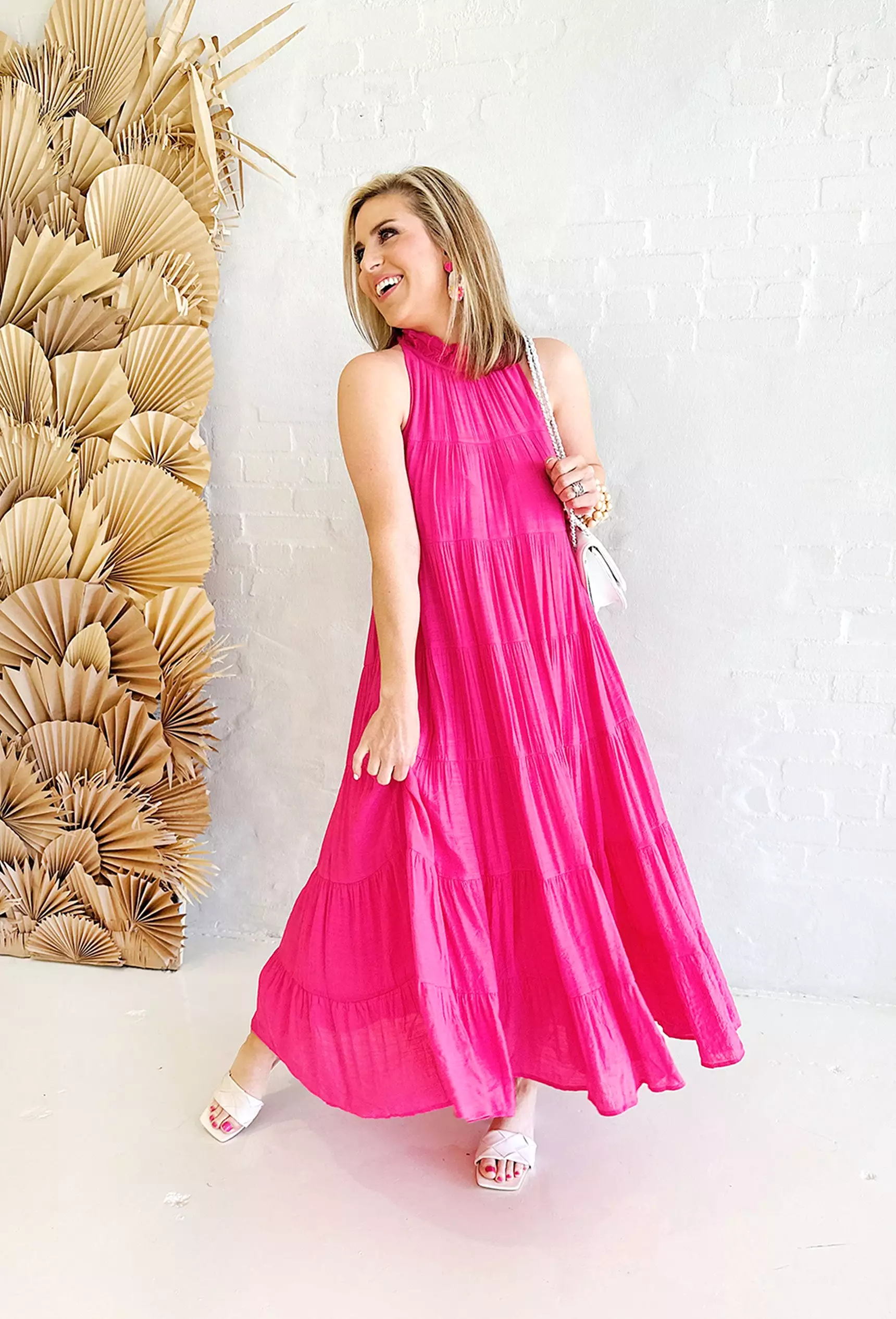 Lisbeth Pink Tiered Maxi Dress