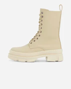 Lucy Boot - Off White Rubberised Leather