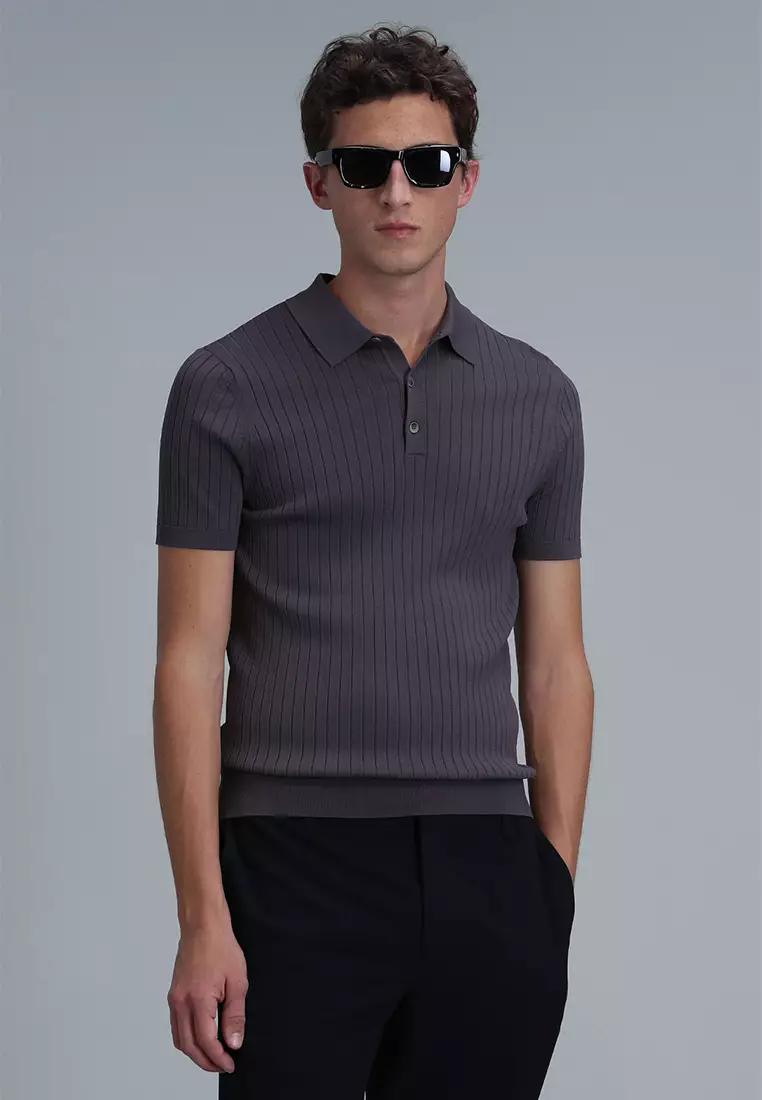 LUFIAN Ribbed Polo Sweater