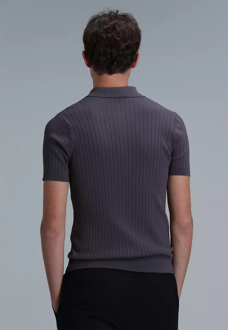 LUFIAN Ribbed Polo Sweater