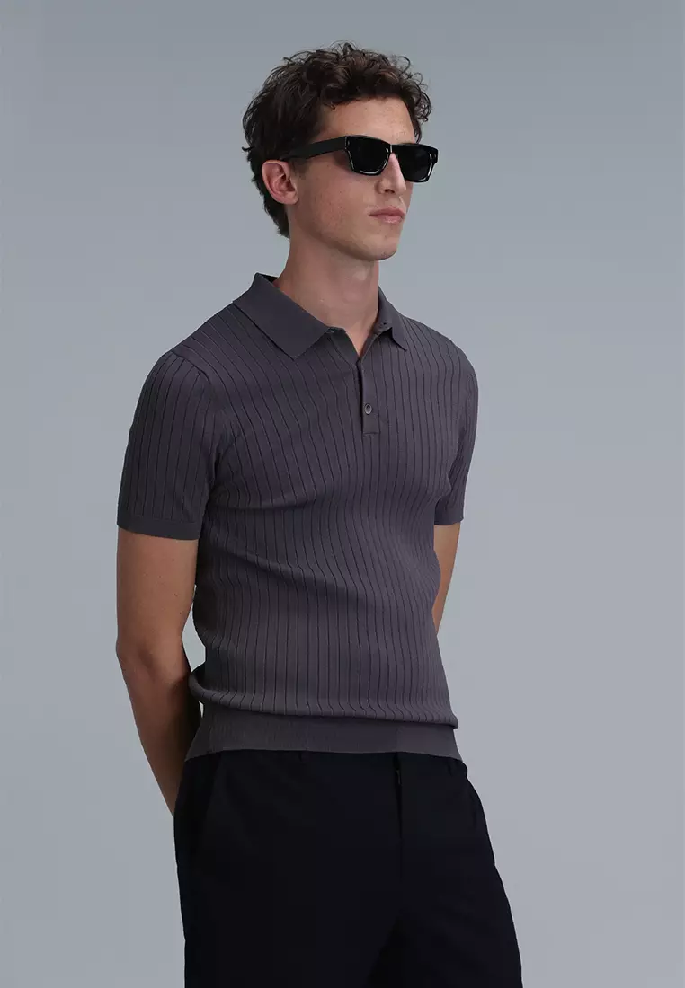 LUFIAN Ribbed Polo Sweater