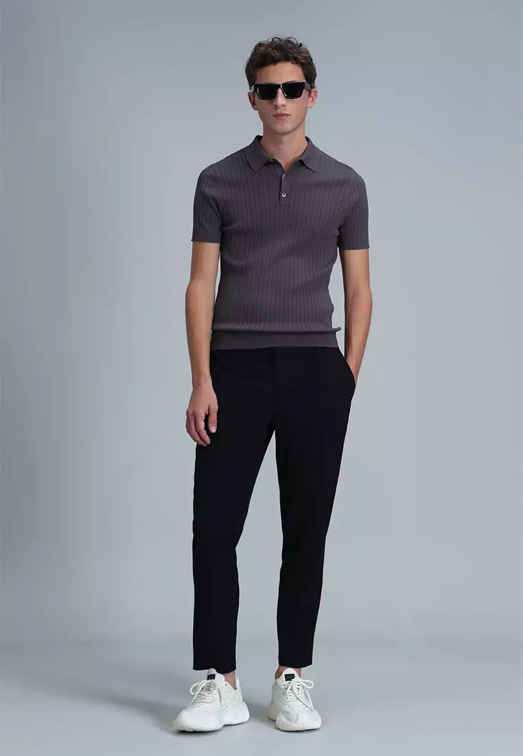 LUFIAN Ribbed Polo Sweater