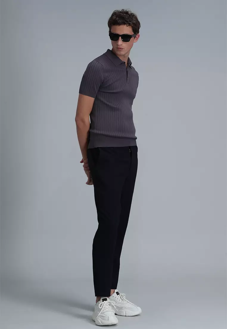 LUFIAN Ribbed Polo Sweater