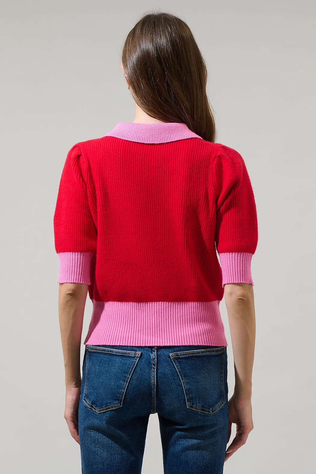 Margot Color Block Collared Sweater Top