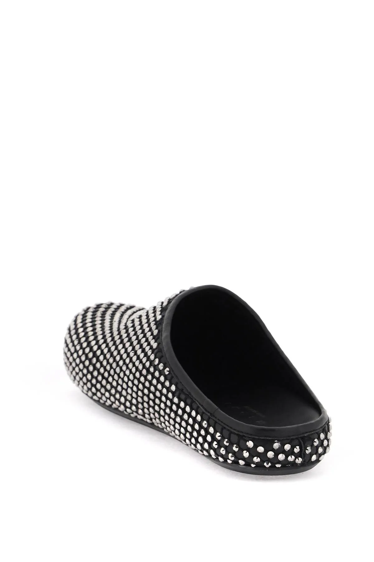 Marni Leather Fussbett Clogs With Rhinestones   Black