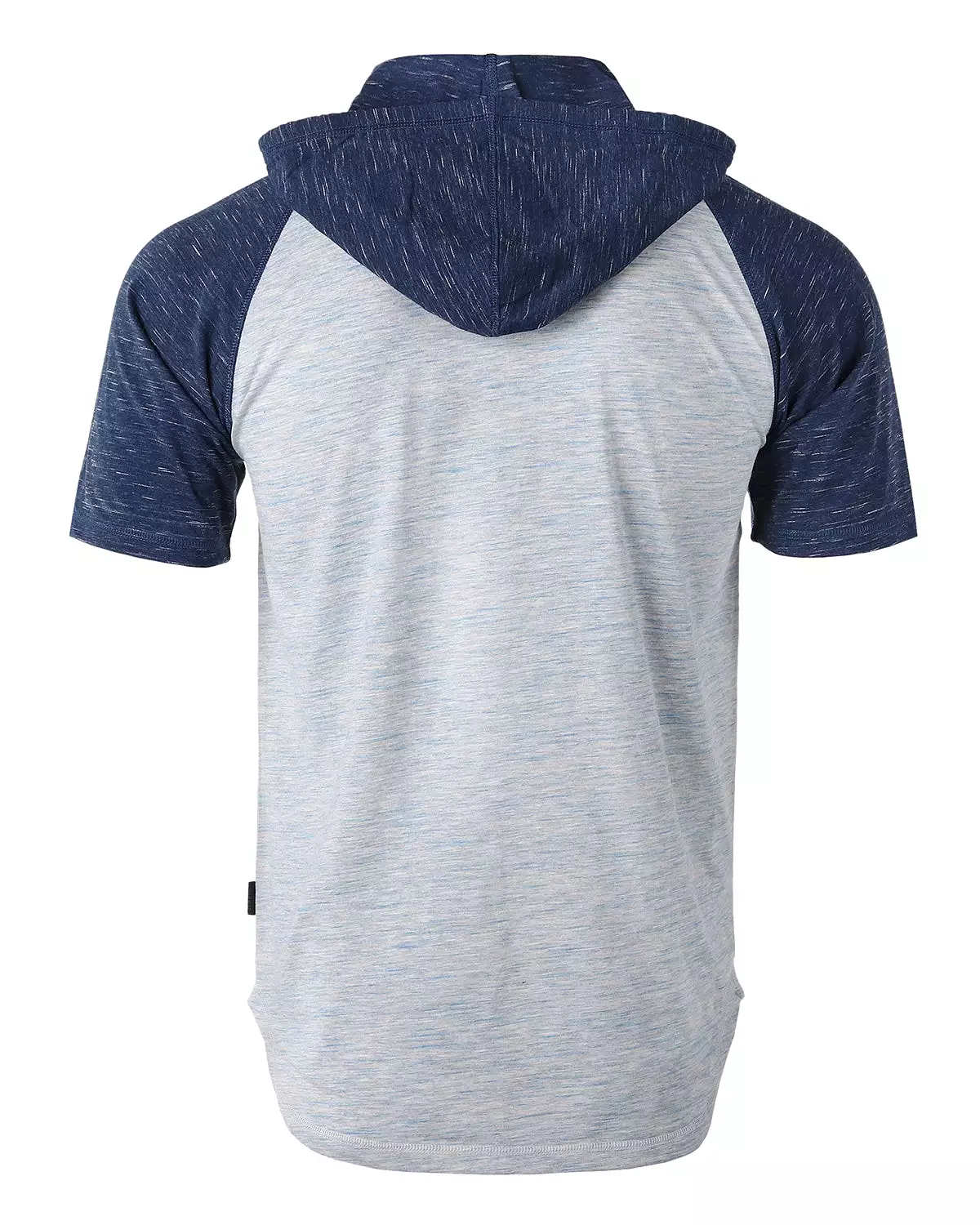 Men's Short Sleeve Color Block Raglan Hoodie With Curved Hem Navy Heather