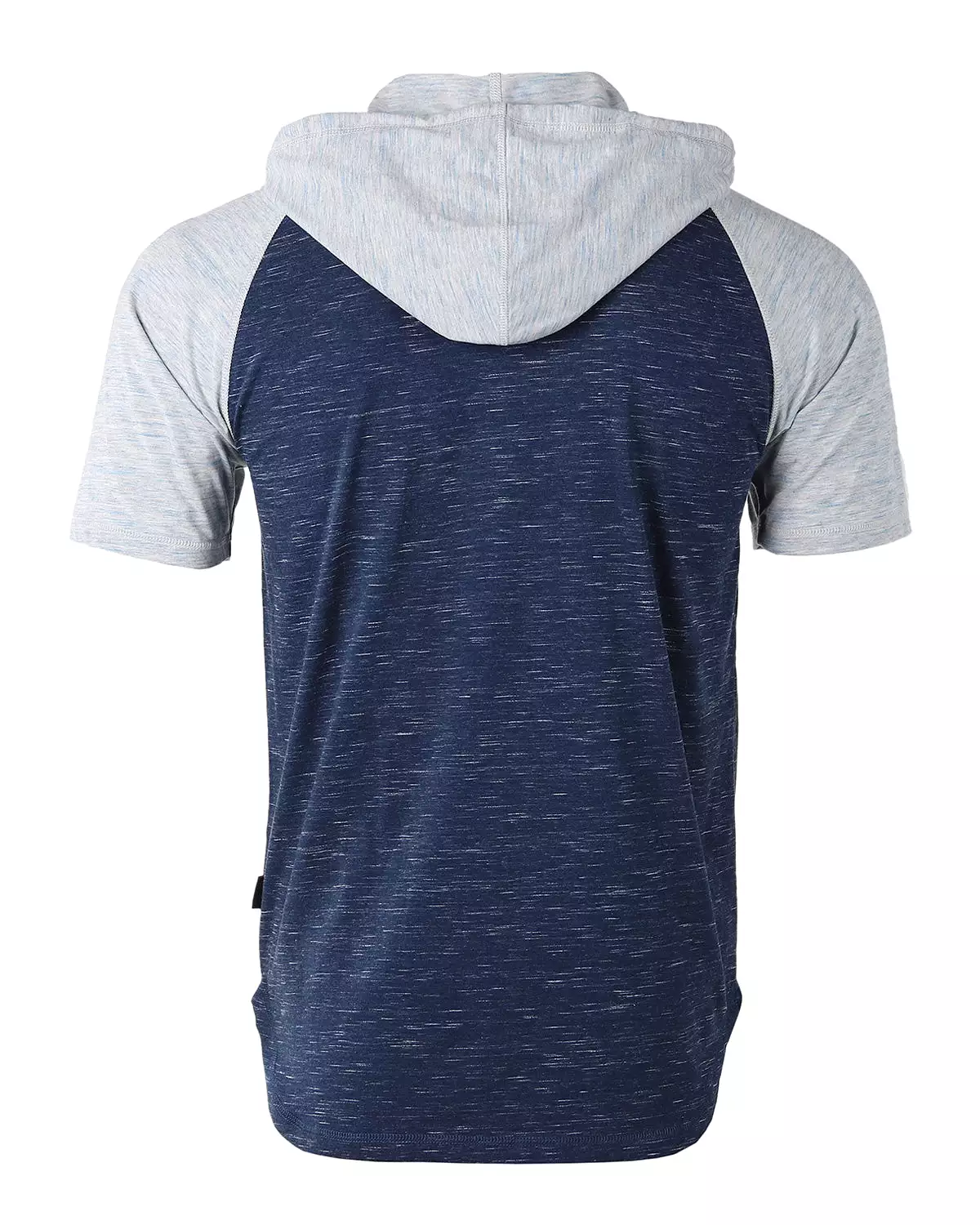 Men's Short Sleeve Color Block Raglan Hoodie With Curved Hem Navy Heather