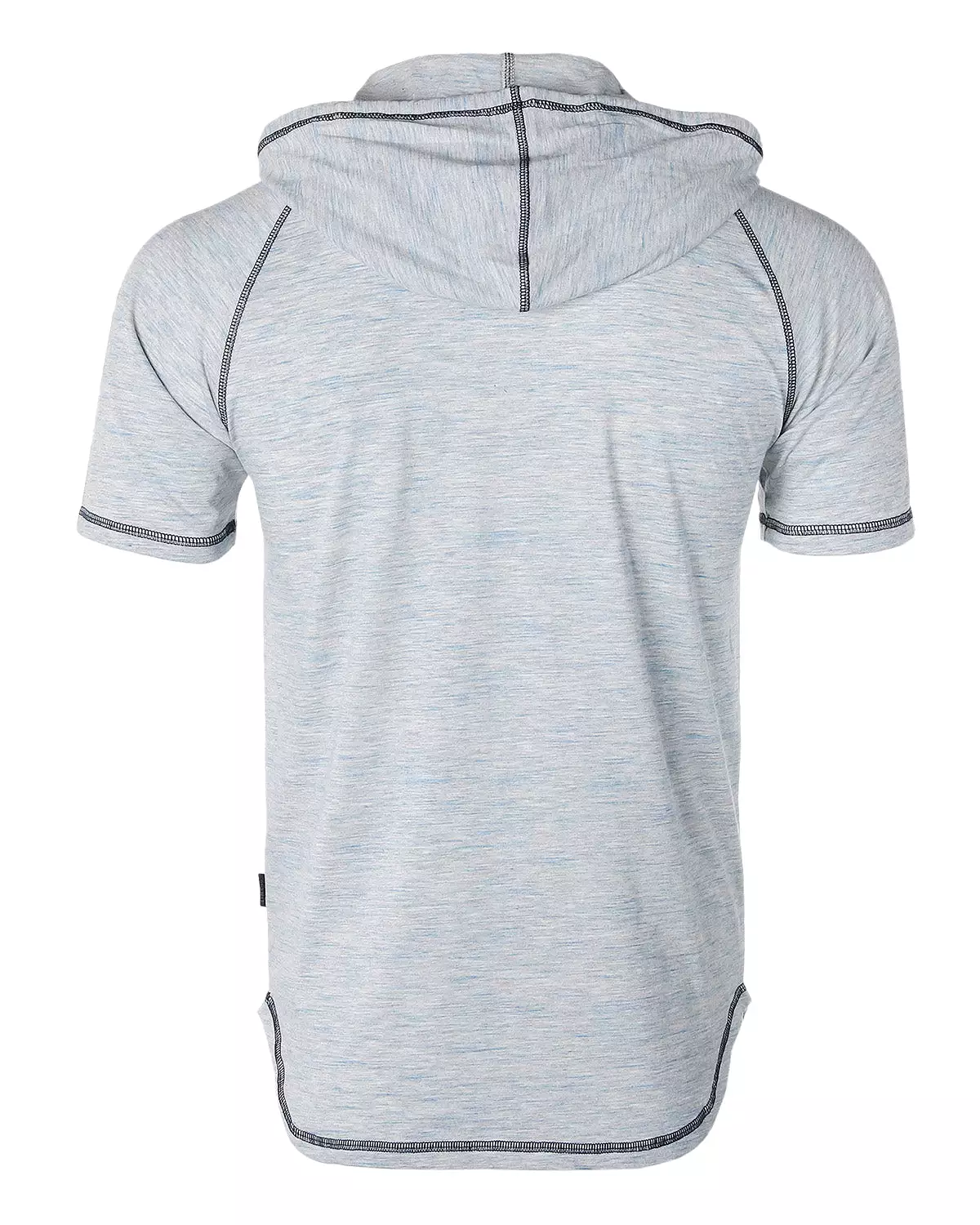 Men's Short Sleeve Color Block Raglan Hoodie With Curved Hem Navy Heather