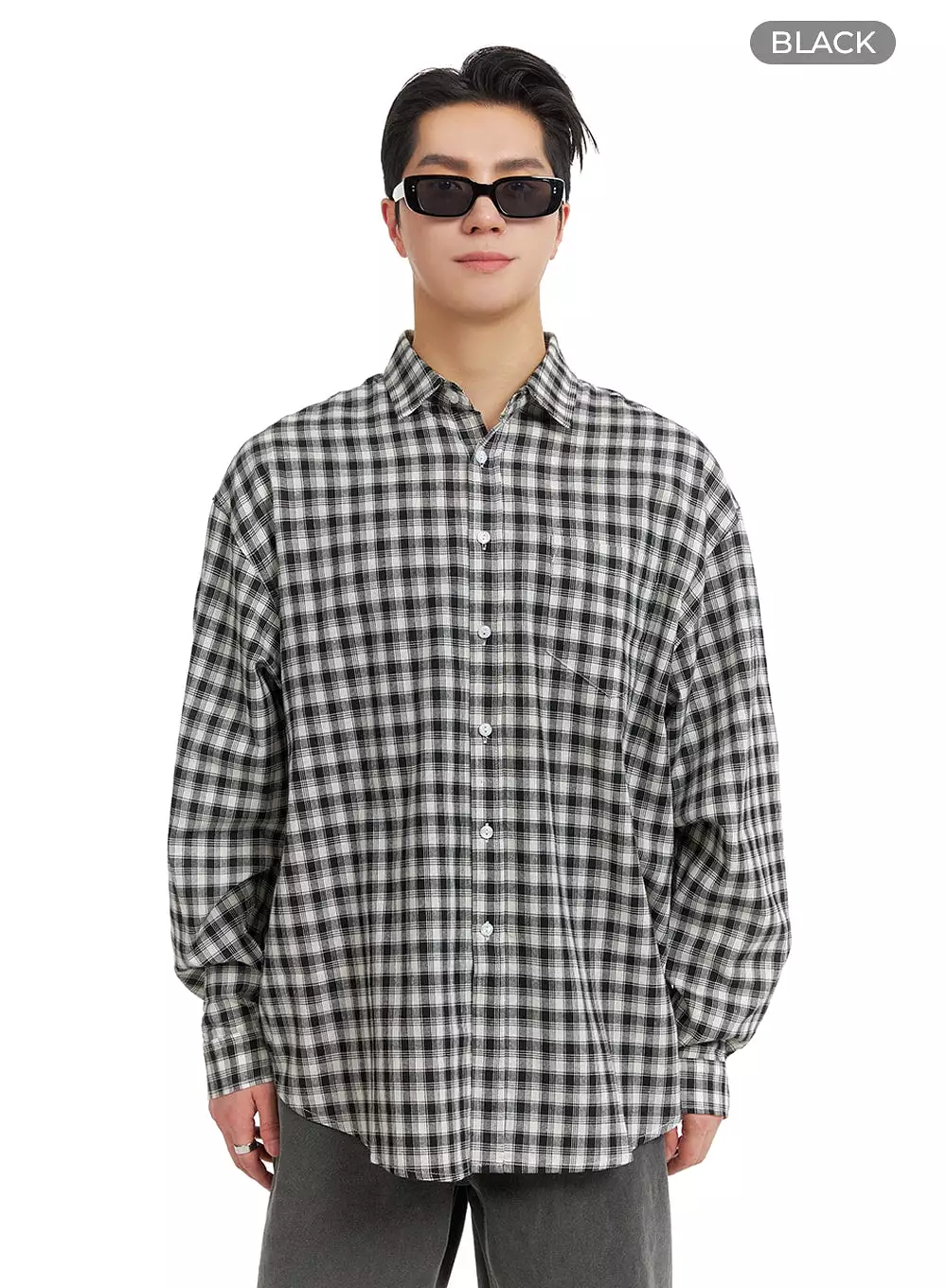 Men's Solid Plaid Shirt IA401