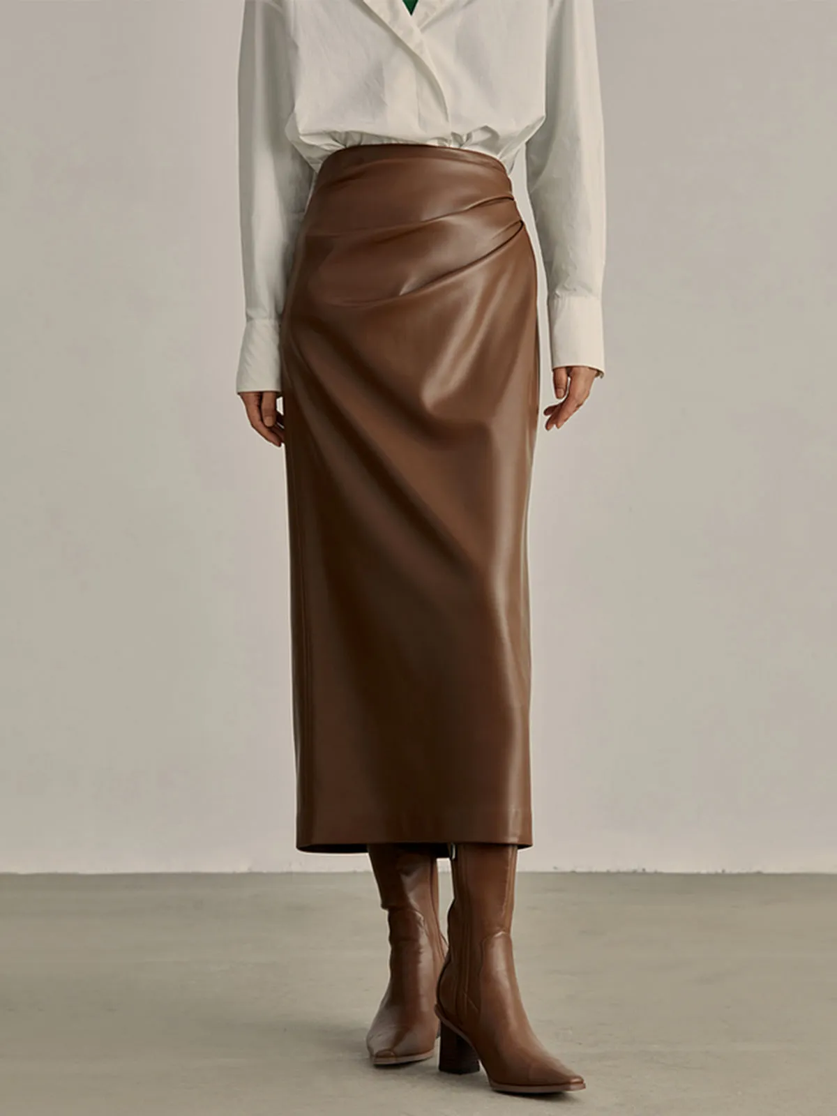 Minimalist PU Leather Skirt