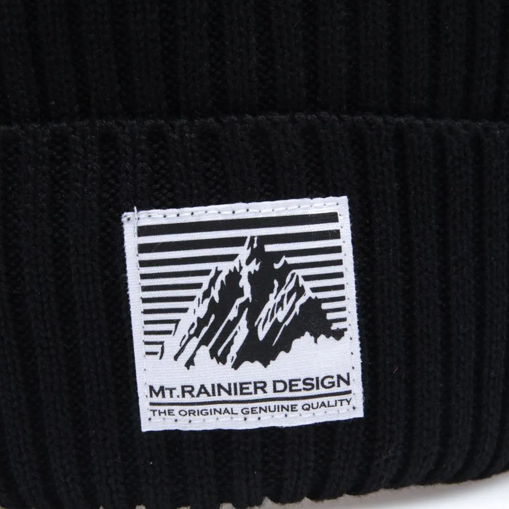 Mt. Rainier Design Knitted CapBlack