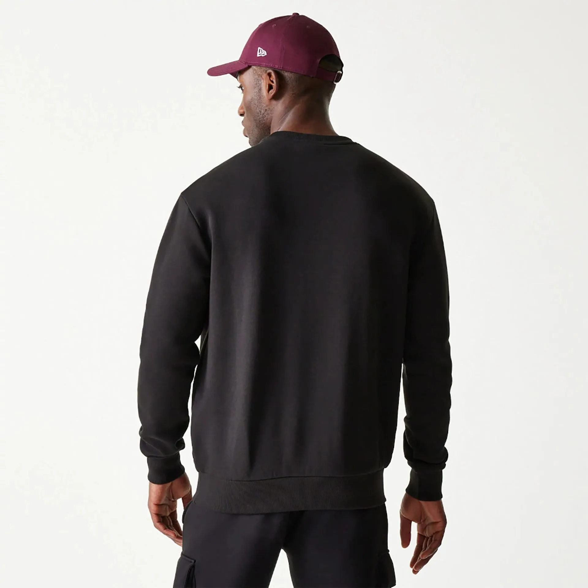 New Era Essential Jet Black Oversized Crewneck Sweater