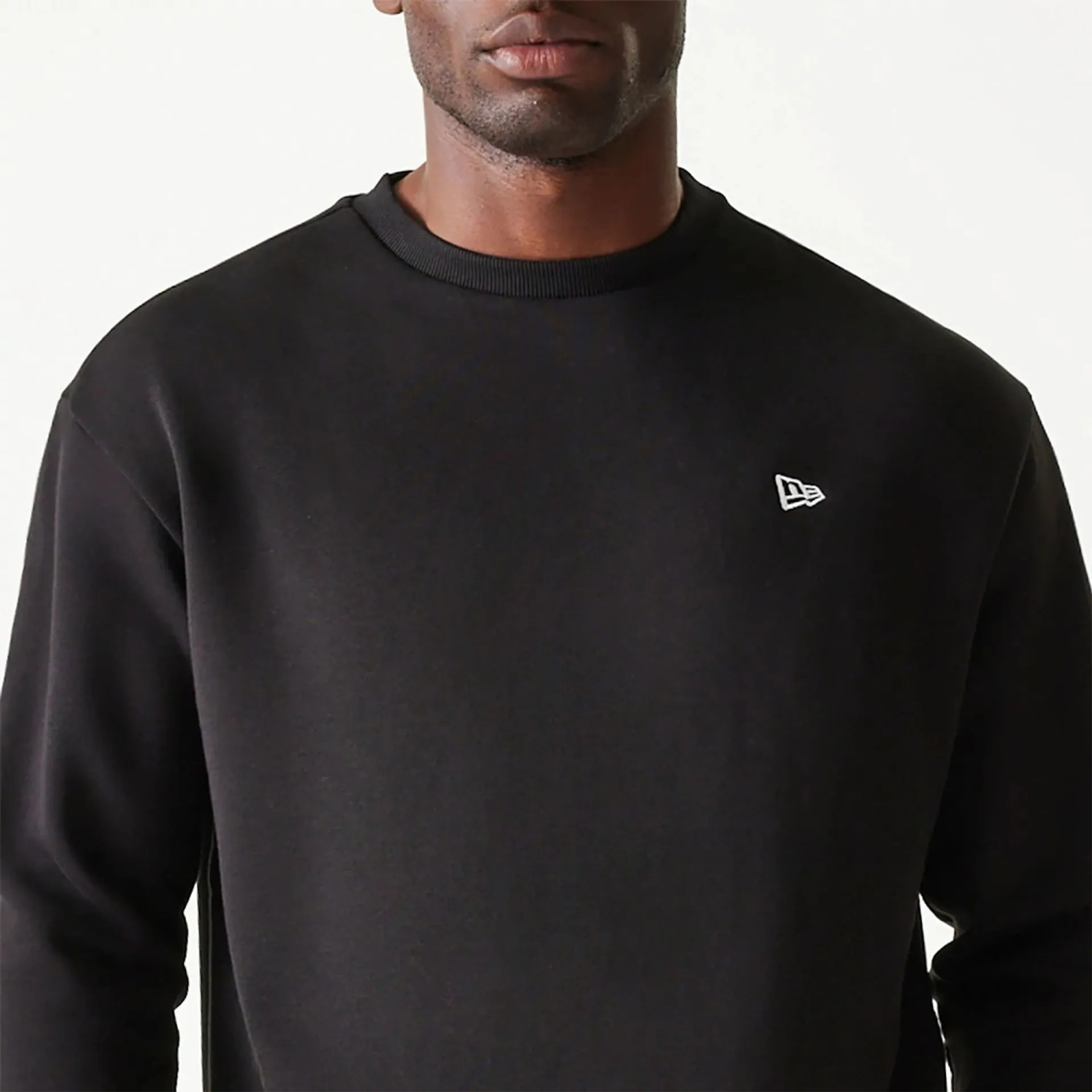 New Era Essential Jet Black Oversized Crewneck Sweater