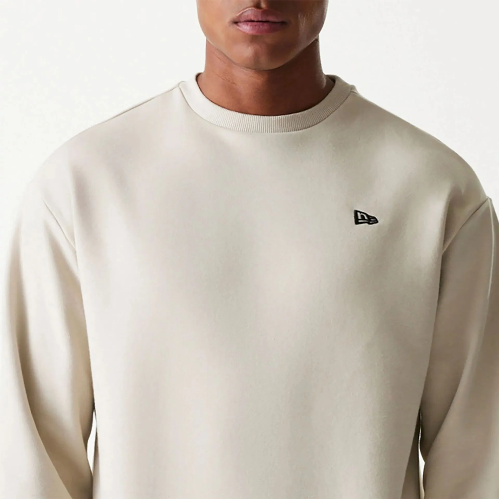 New Era Essential Light Beige Oversized Crewneck Sweater