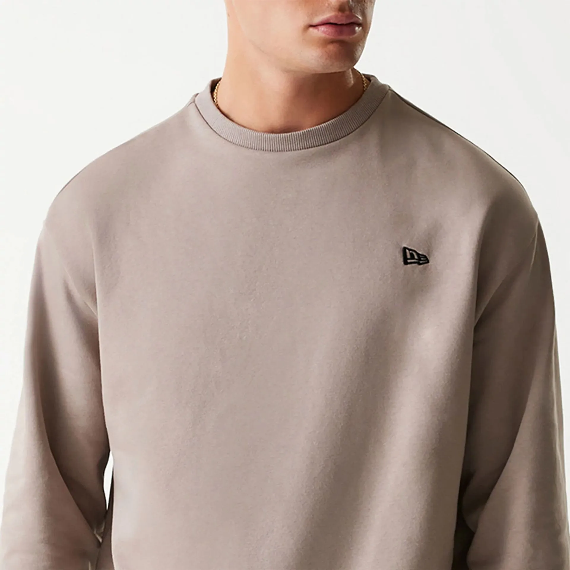 New Era Essential Pastel Brown Oversized Crewneck Sweater