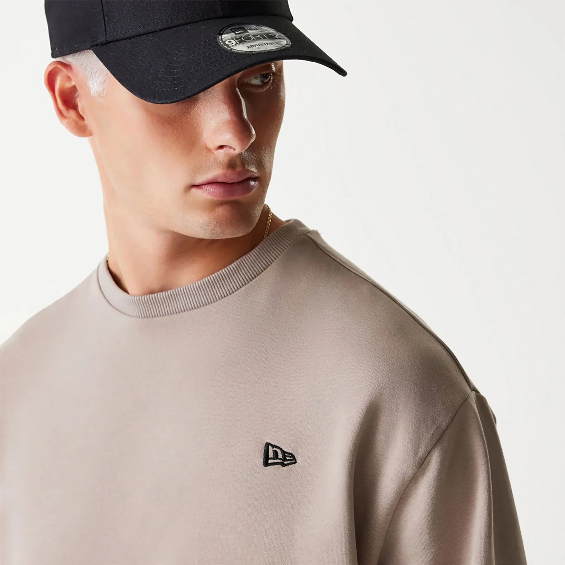 New Era Essential Pastel Brown Oversized Crewneck Sweater