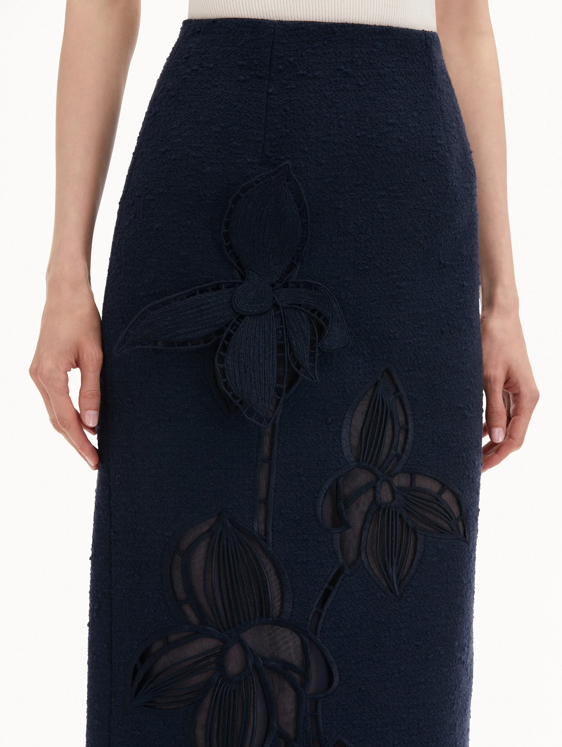 Orchid Embroidered Tweed Skirt