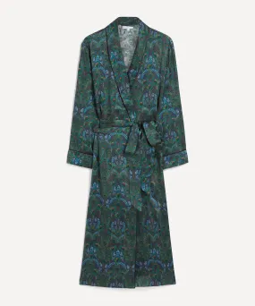 Peacock Manor Silk Satin Long Robe