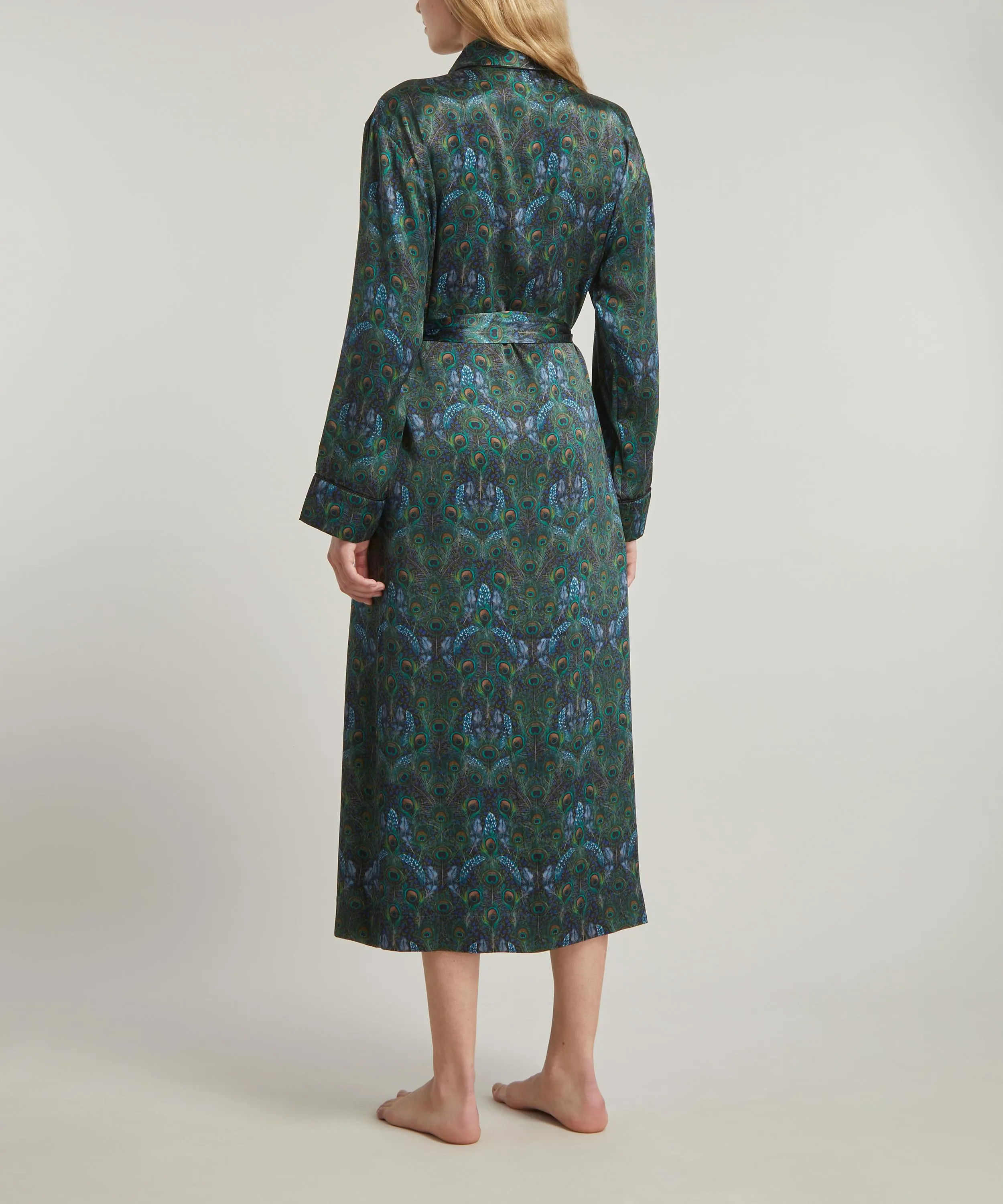 Peacock Manor Silk Satin Long Robe