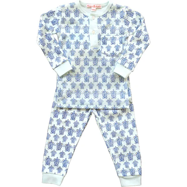 Pineapple Sunshine Blue Sea Turtle Pajama Set