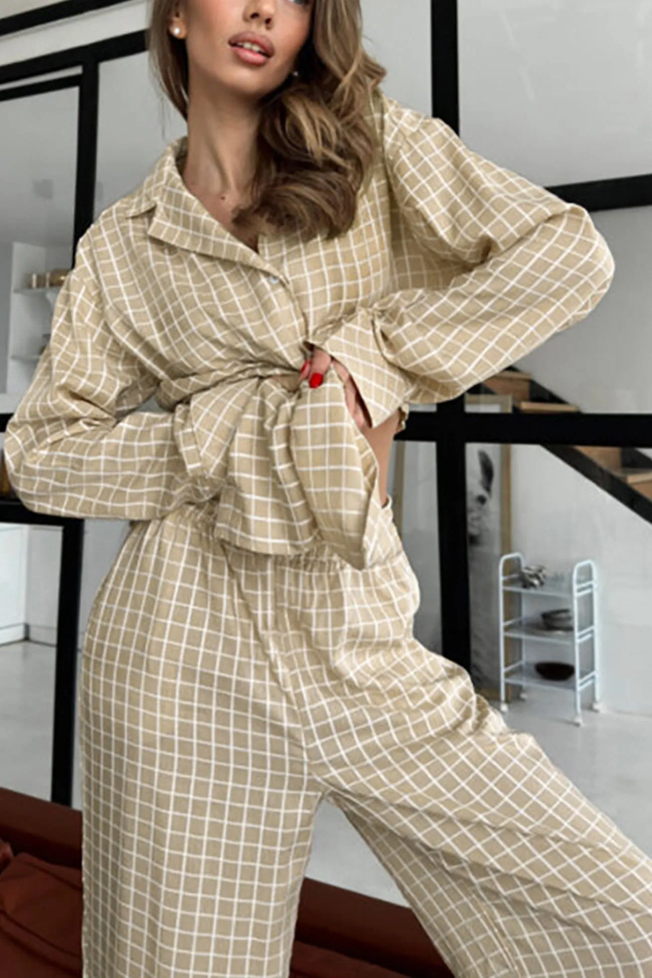 Plaid Long Sleeve Loungewear