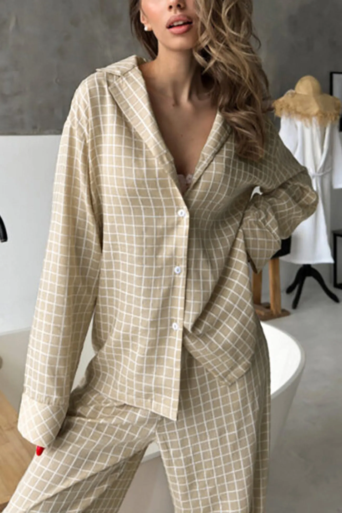 Plaid Long Sleeve Loungewear