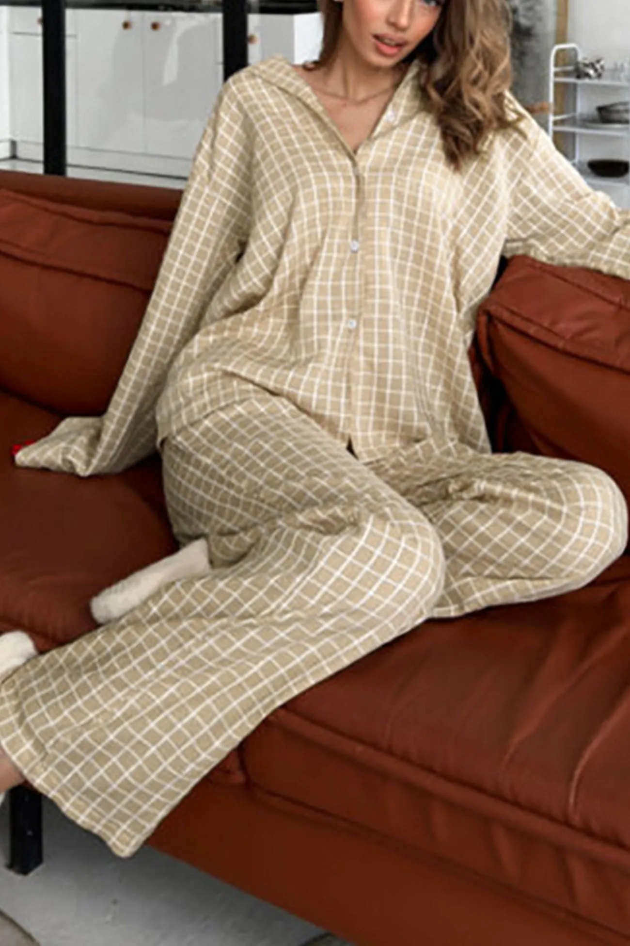 Plaid Long Sleeve Loungewear