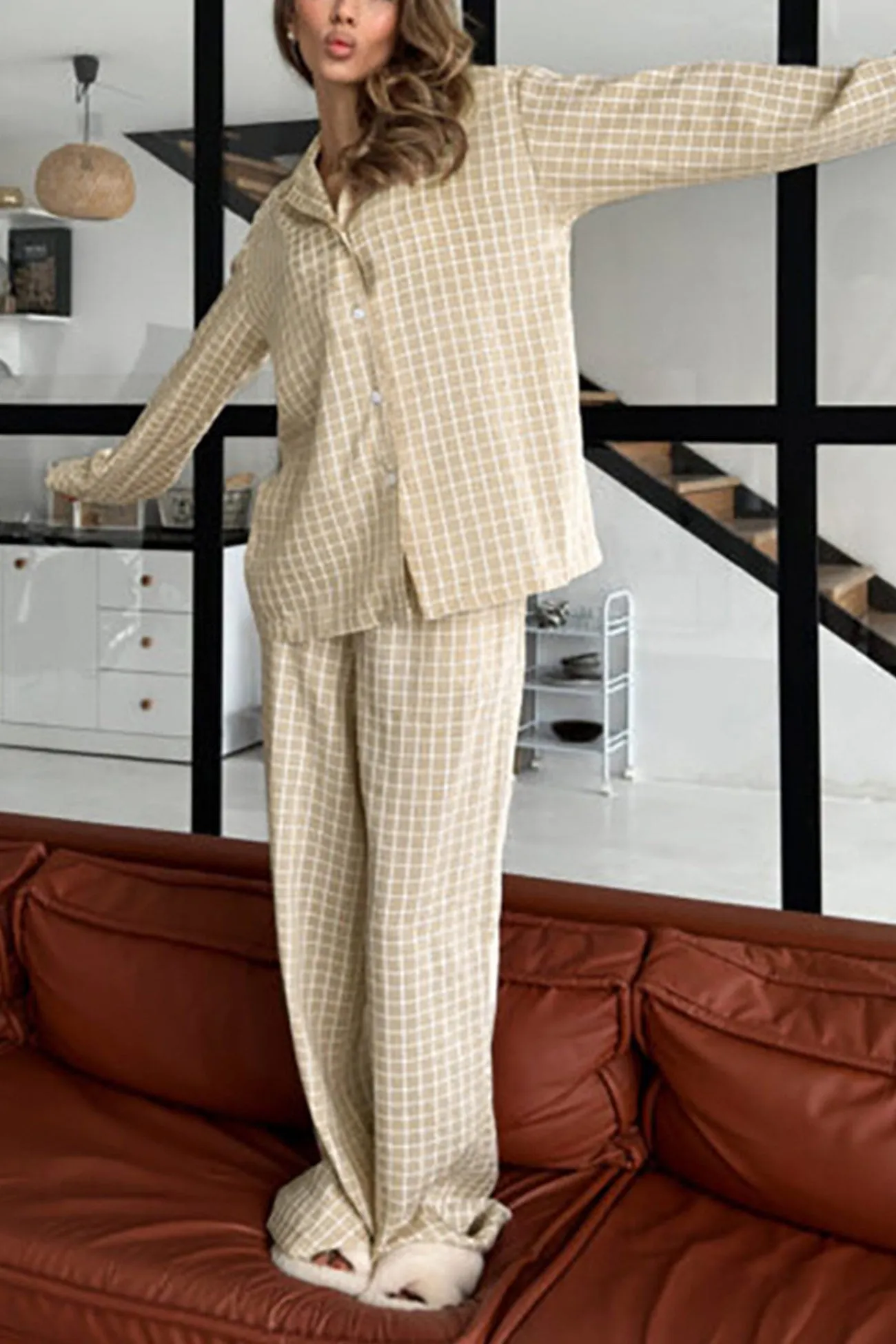 Plaid Long Sleeve Loungewear