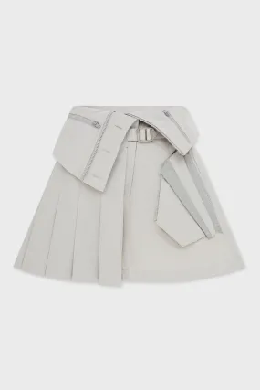 PLEATED MINI SKIRT FOG GREEN