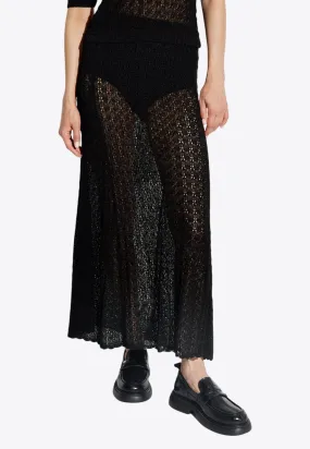 Pointelle Semi-Sheer Maxi Skirt