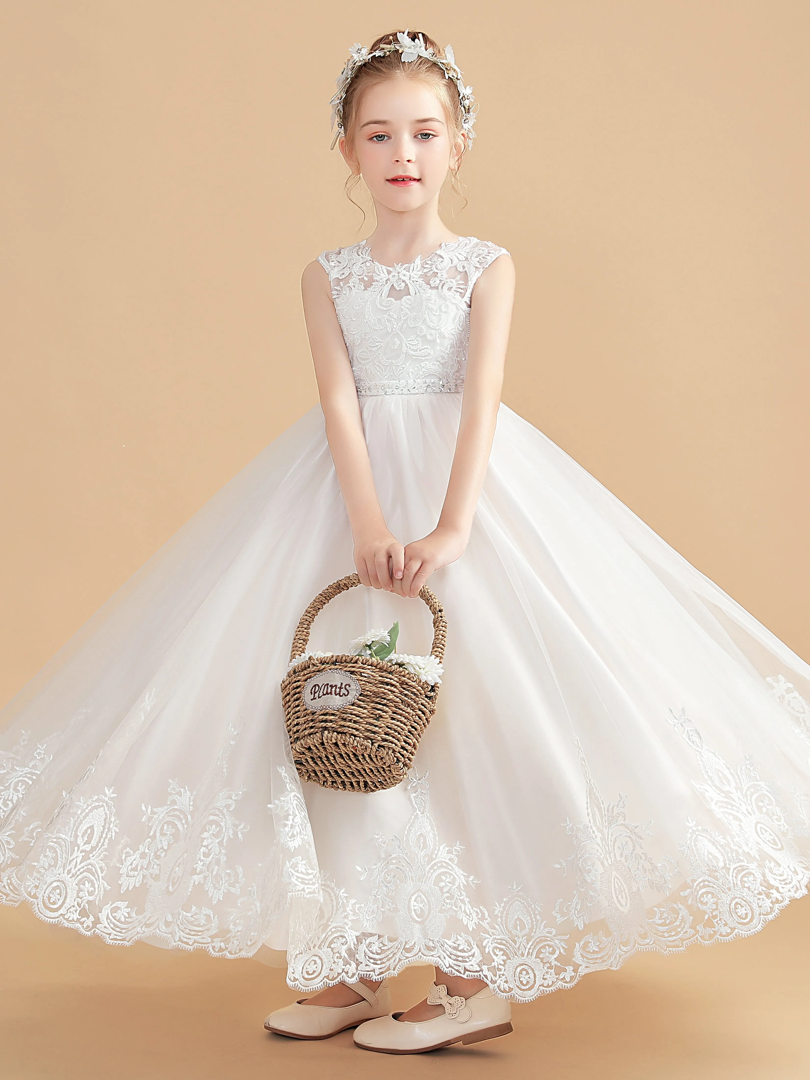 Princesse Sans Manches Tulle Robe Fille