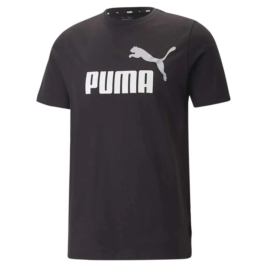 PUMA MEN'S ESSENTIALS+ 2 COLOUR LOGO BLACK TEE