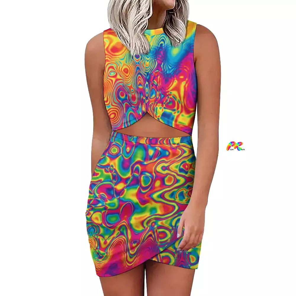 Radiant Hue Cutout Rave Mini Dress | Festival Dresses