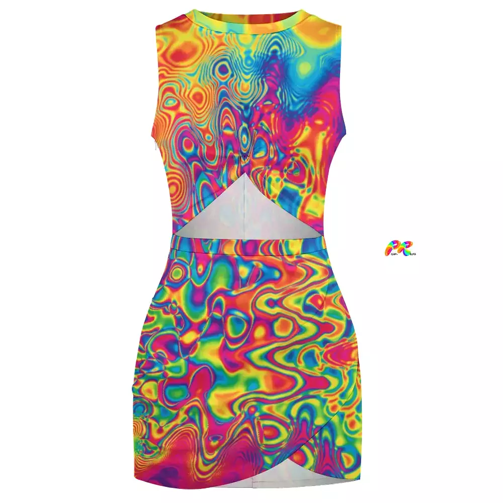 Radiant Hue Cutout Rave Mini Dress | Festival Dresses