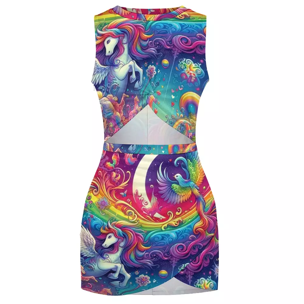 Rainbow Rider Rave Cut-Out Dress