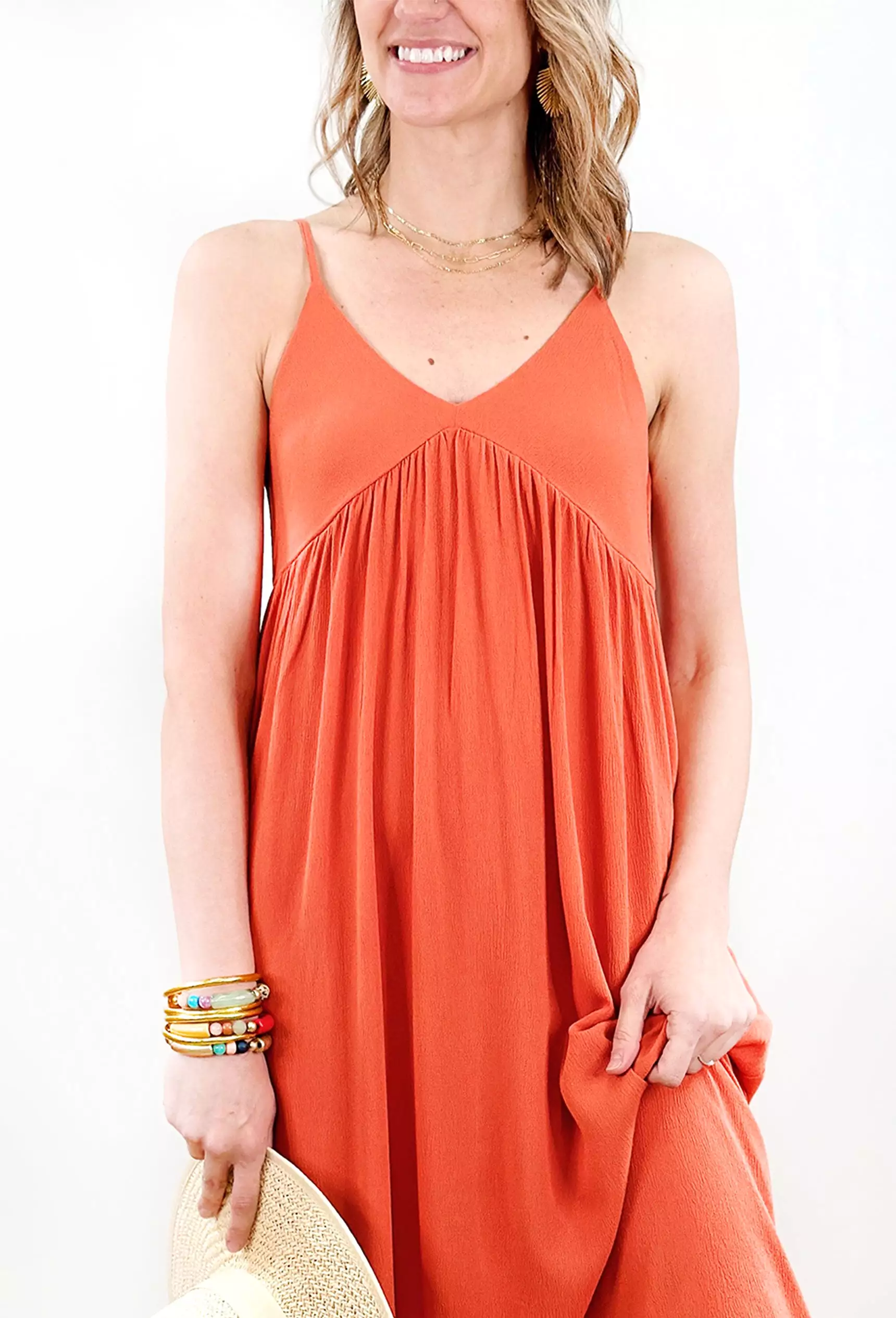 Reagan Midi Dress in Persimmon