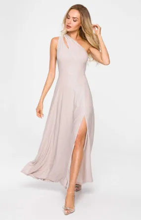 Robe longue évasée effet pailleté champagne