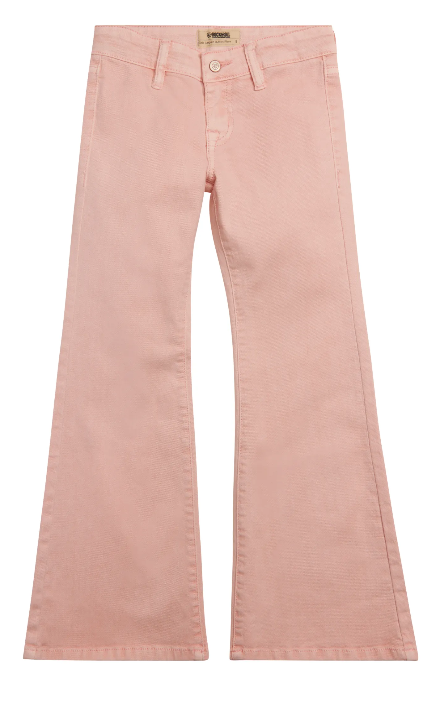 Rock & Roll Cowgirl Girl's Peachy-Pink Button Flare Leg Jeans