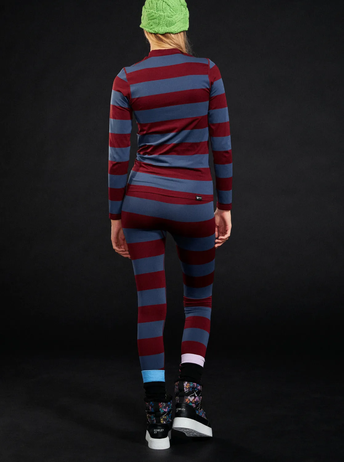 ROWLEY X ROXY Seamless Technical Base Layer Leggings - Insignia Blue Bico Stripes