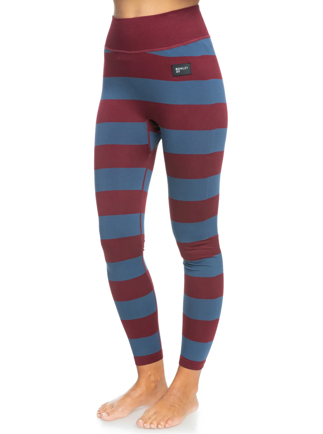 ROWLEY X ROXY Seamless Technical Base Layer Leggings - Insignia Blue Bico Stripes