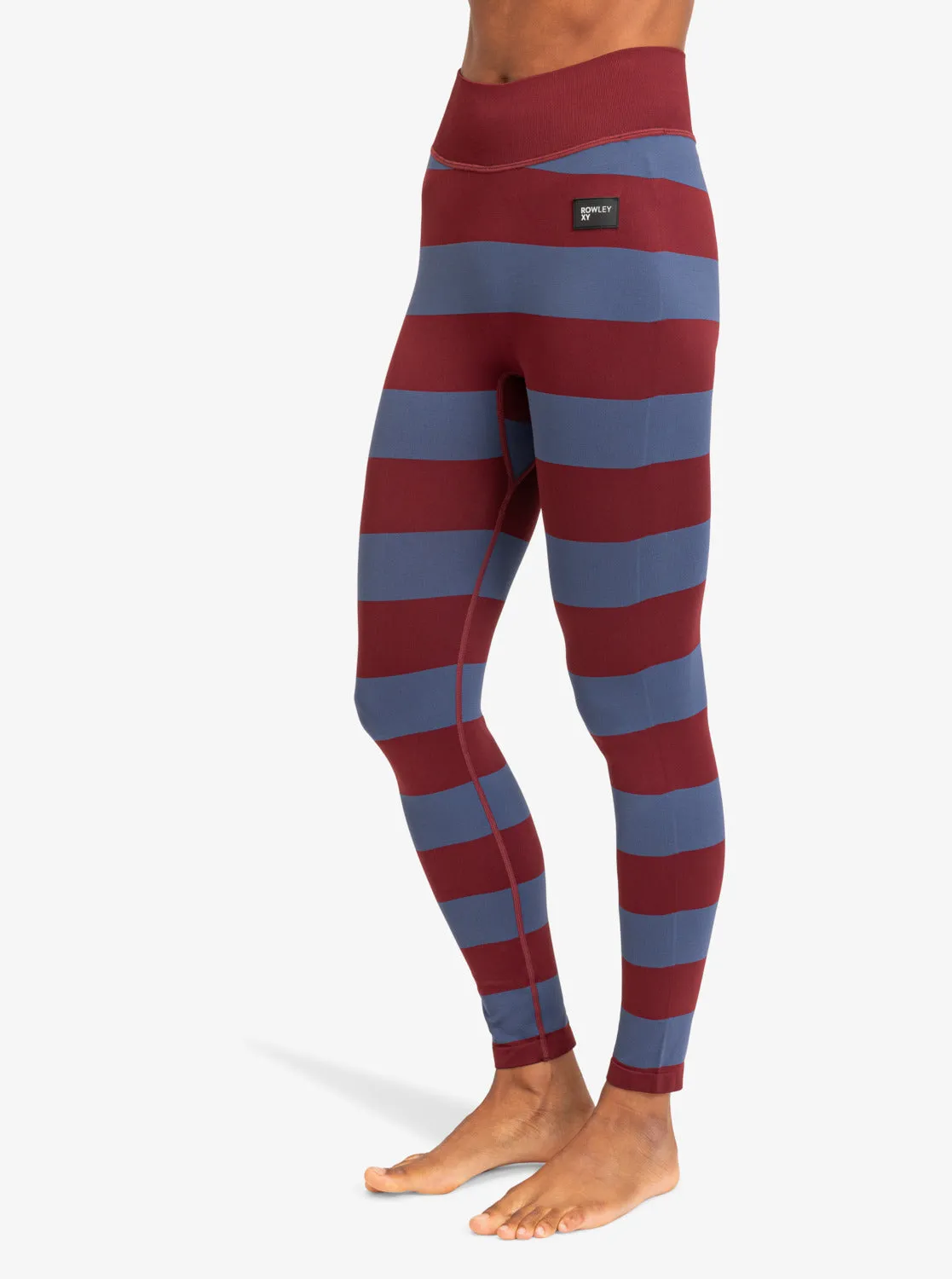 ROWLEY X ROXY Seamless Technical Base Layer Leggings - Insignia Blue Bico Stripes