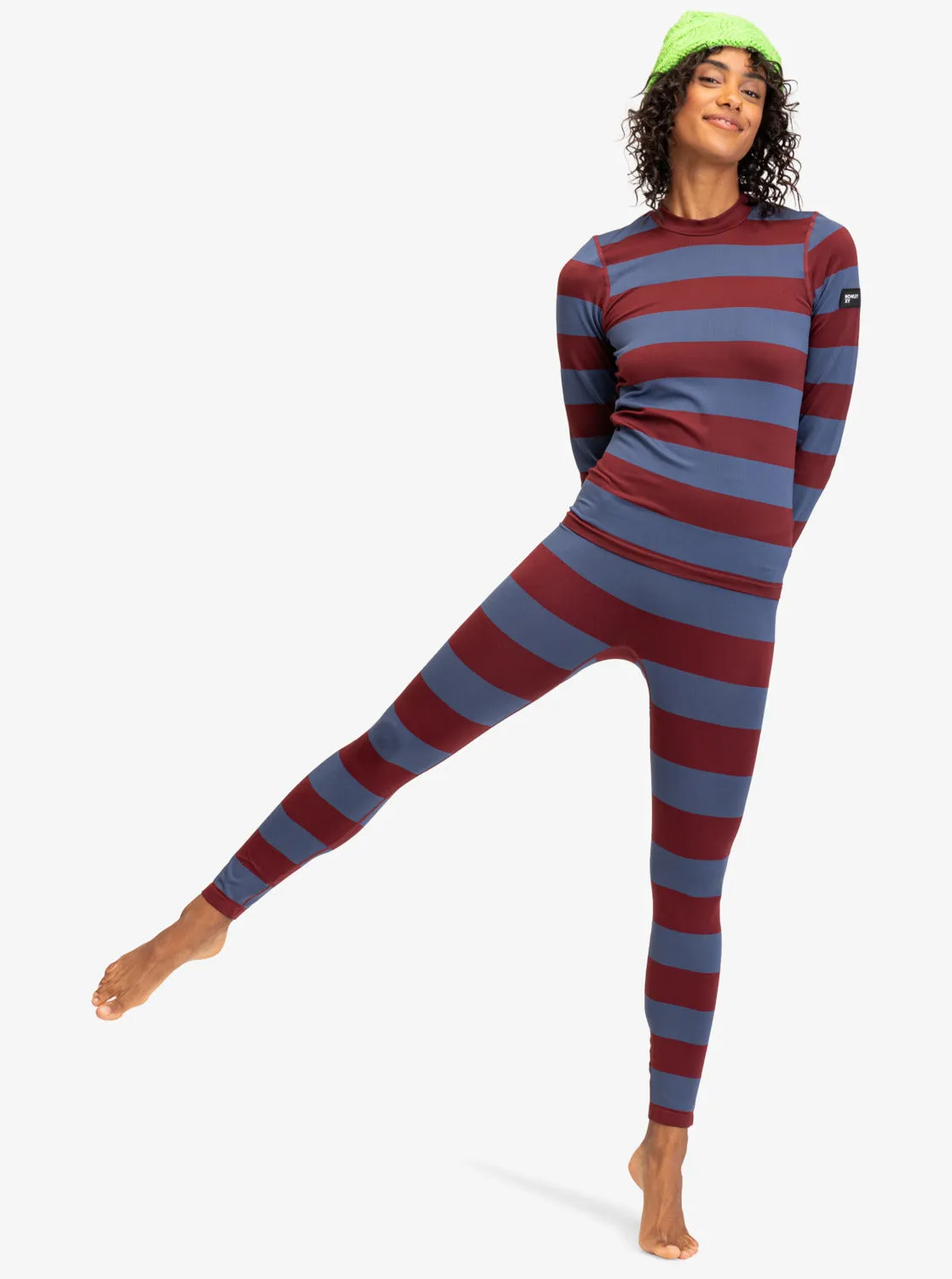 ROWLEY X ROXY Seamless Technical Base Layer Leggings - Insignia Blue Bico Stripes