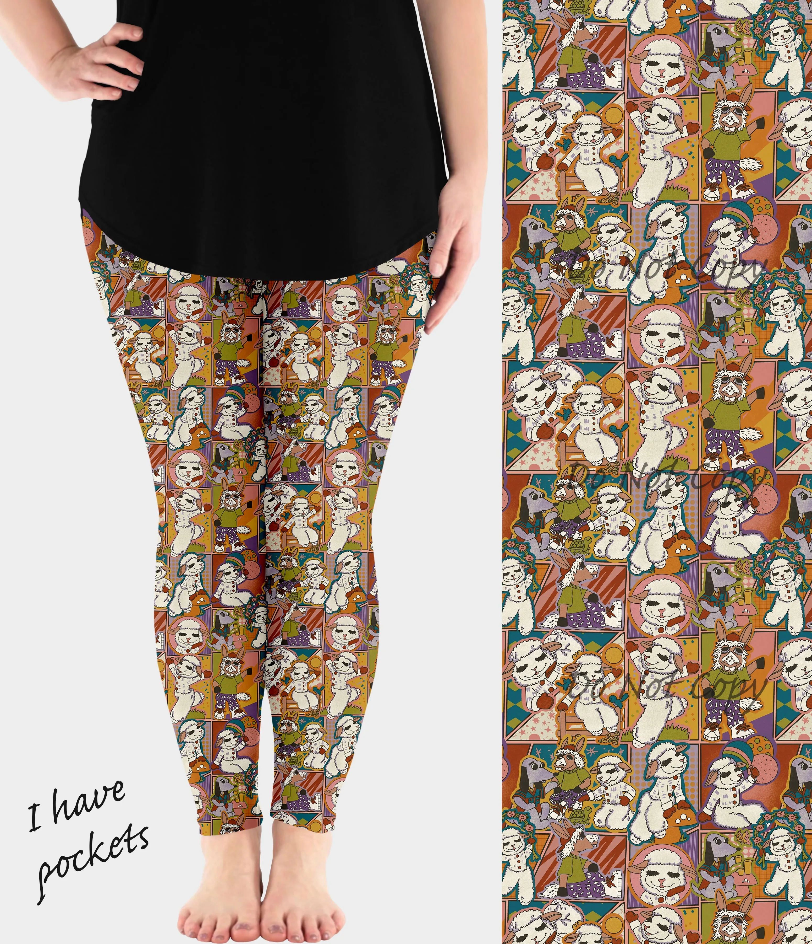 RTS - Lamb Patches Leggings w/ Pockets