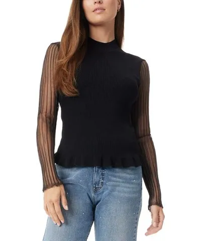 Sam Edelman Women's Aubree Pleated-Sleeve Mixed-Media Sweater