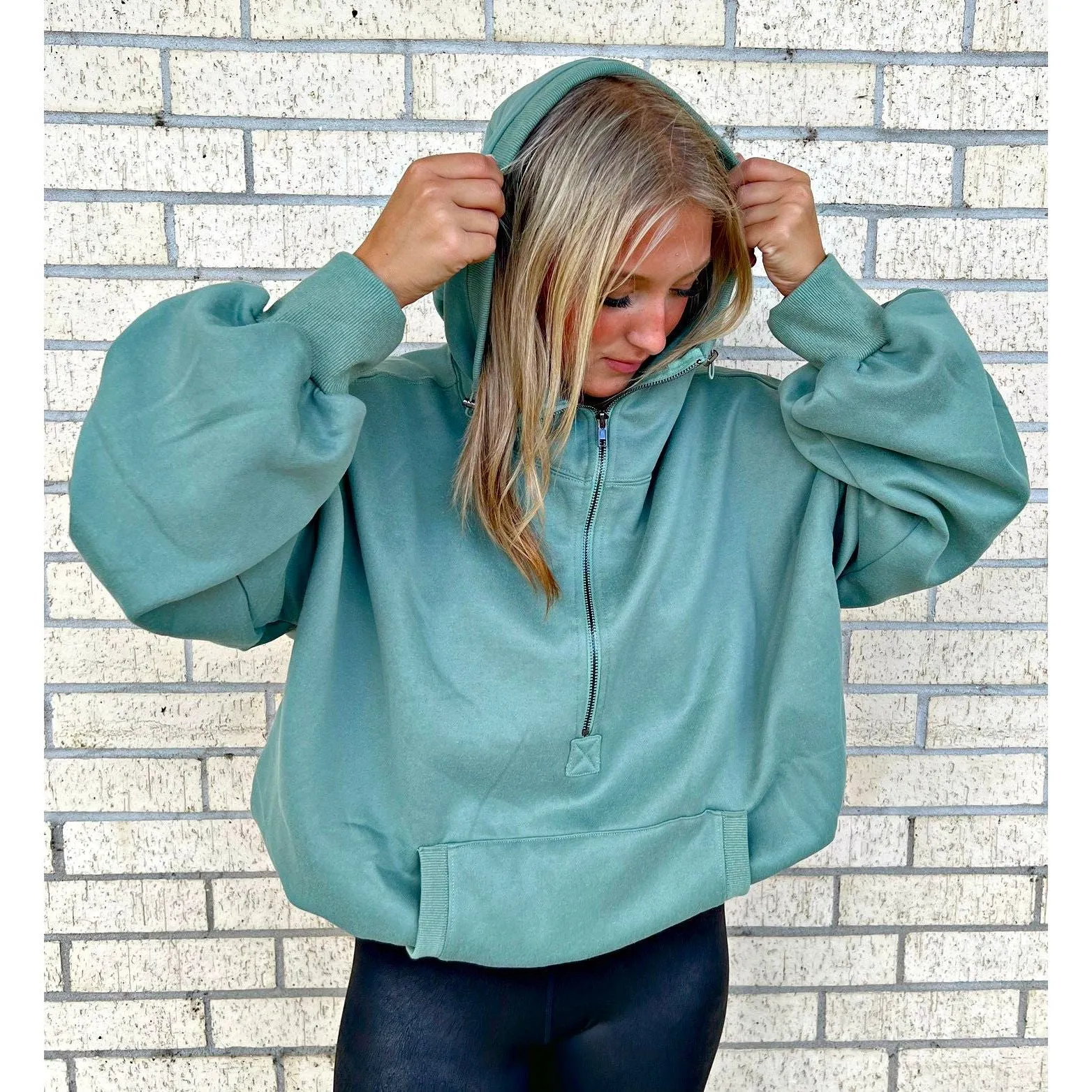 Soft Olive Green Sporty Hoodie Sweatshirt